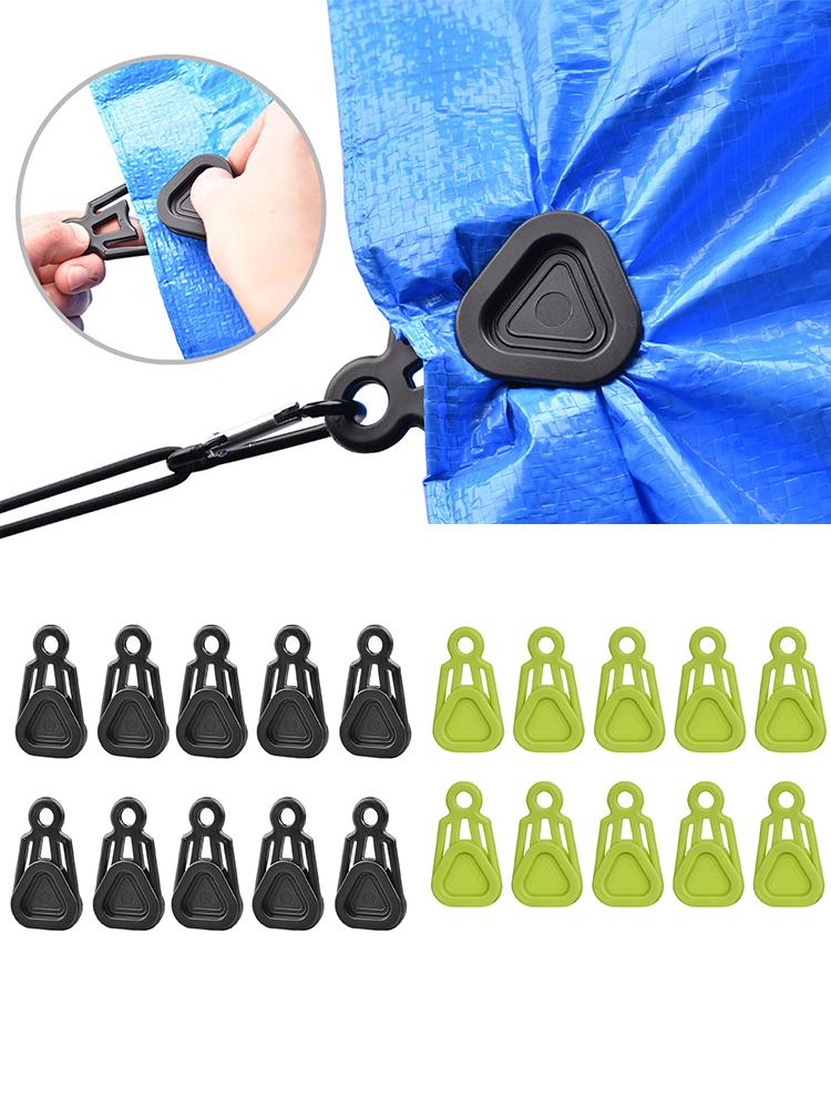 Cheap Goat Tents Outdoor Camping Tent Clip ABS Material Heavy Duty Wind Point Pull Clamp Part Color Rope Clip Hook 2 Awning Windproof Tent U3Y3   